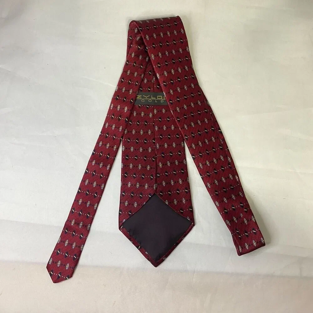 #6623 Zylos Gold Maroon Mens Necktie, Tie